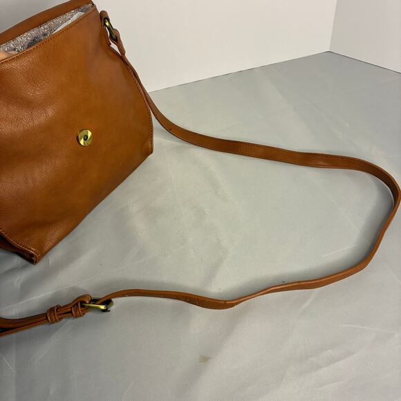 Sasha + Sofi Brown Faux Leather Satchel Bag Crossbody Purse Pockets Adjustable - Picture 5 of 11